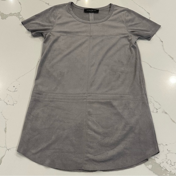 Akira Chicago Black Label Gray Faux Suede Boho Pullover Shift Dress Mini Size S - Picture 8 of 11